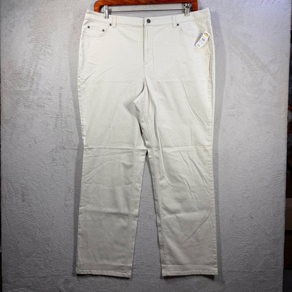 Talbots Pants Women 20 Beige Stretch Straight Leg Cotton Blend Workwear Classic